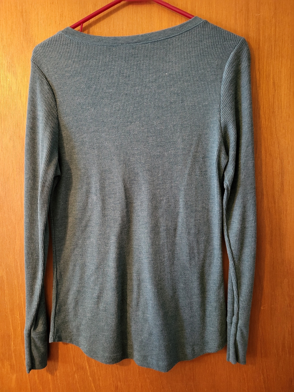 Faded Glory Ribbed Henley Top in Teal Blue - Picture 3 of 3